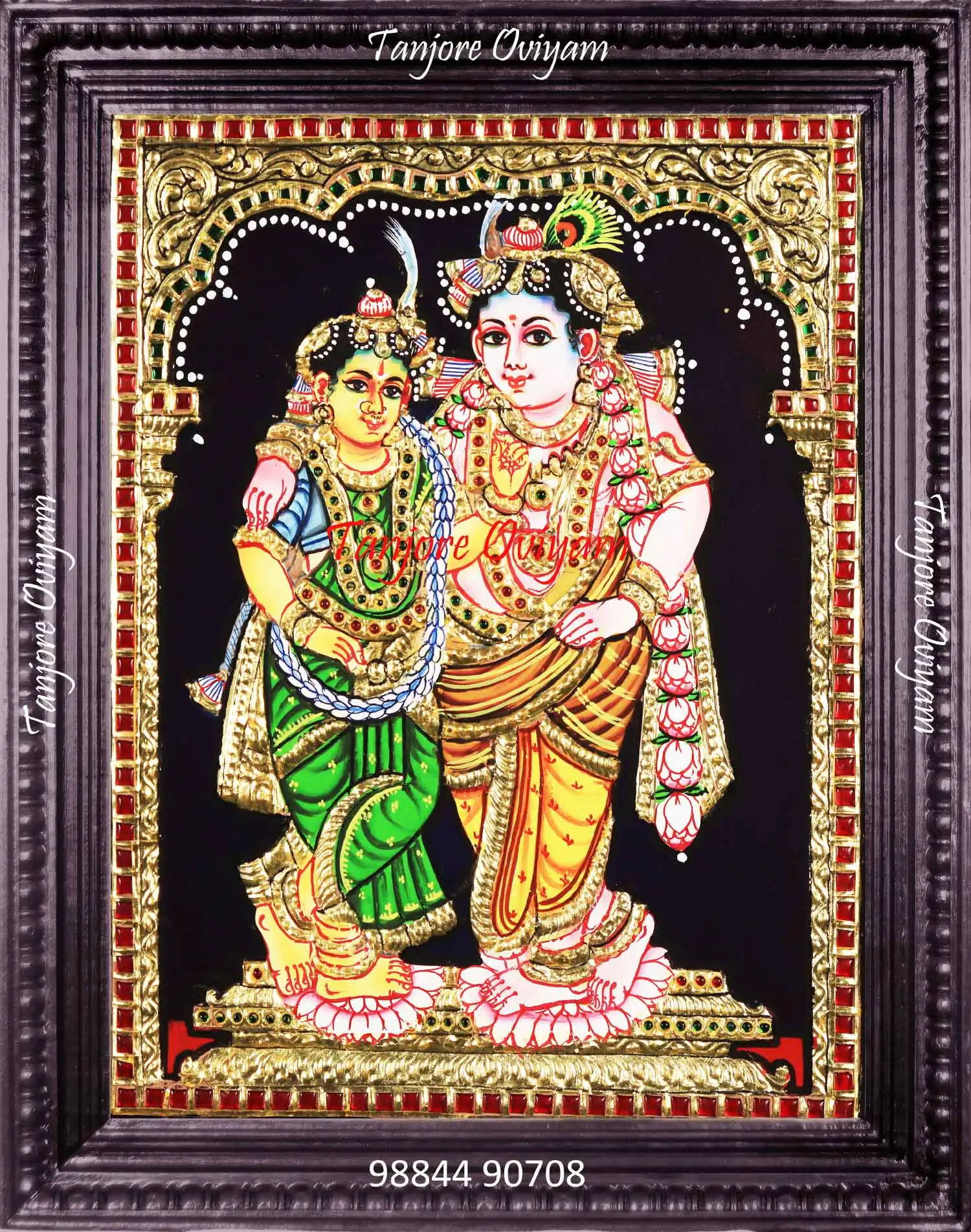 Radiant Radha Krishna Tanjore Painting